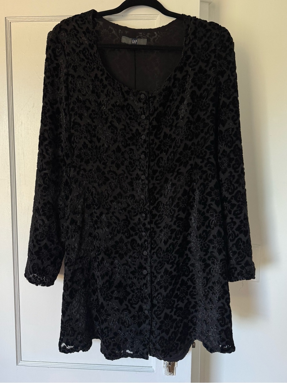 GAP Vintage Black Long Sleeve Floral Burnout Dress